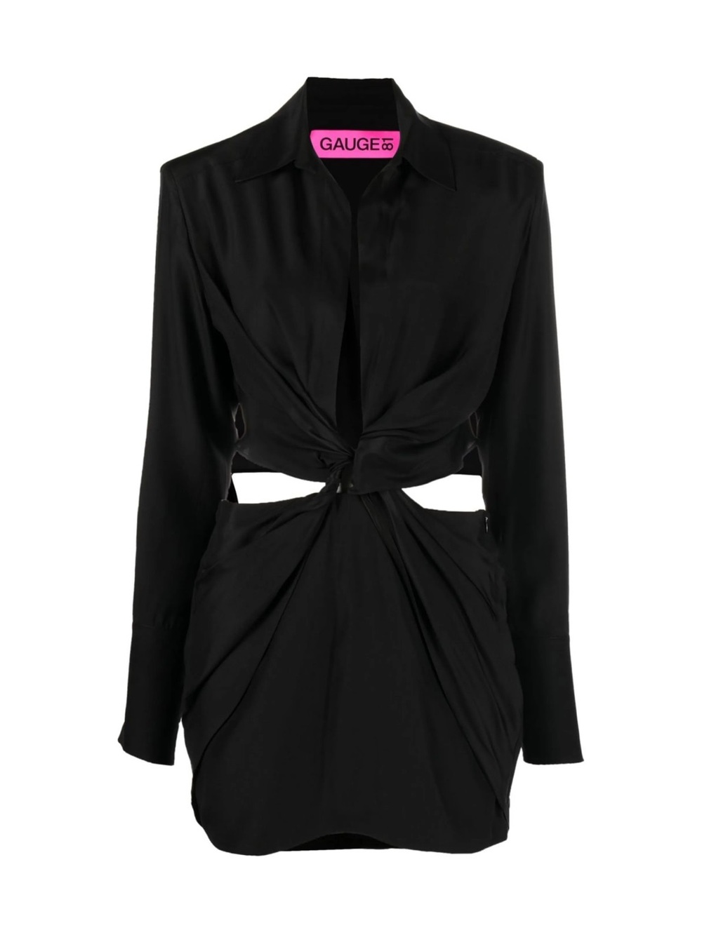 Gauge81 Black Long-Sleeve Twist Cutout Mini Dress